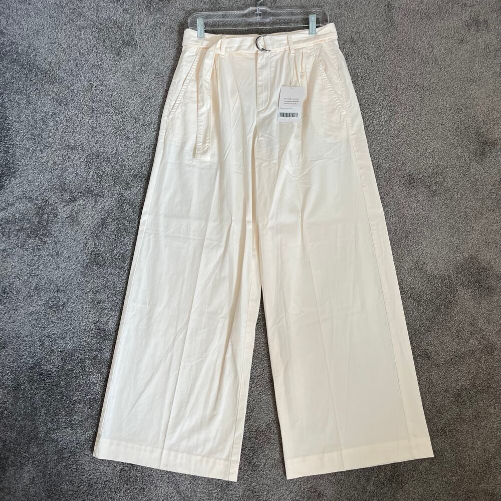 NWT Everlane Easy Wide-Leg Pant Women's Size 4 Bone/Cream Organic Cotton Stretch
